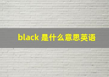 black 是什么意思英语